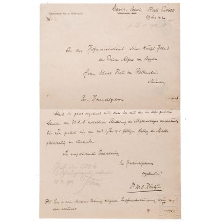 Wilhelm Conrad Röntgen (1845–1923) — a handwritten
