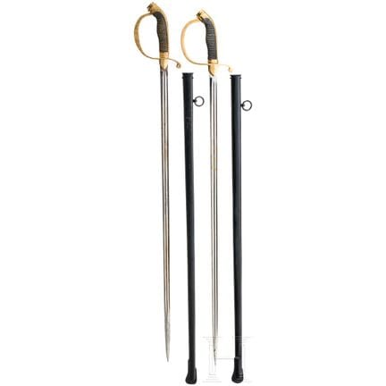Two cavalry swords or service saber for mounted of