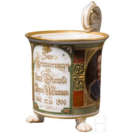 Una rara taza con retrato de KPM «En memoria del l