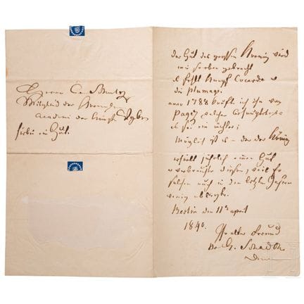 Johann Gottfried Schadow (1764-1850) —carta autógr