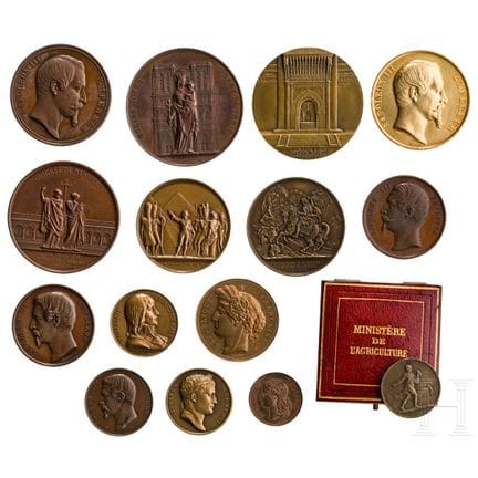 Une collection de médailles en bronze, XIXe/XXe si