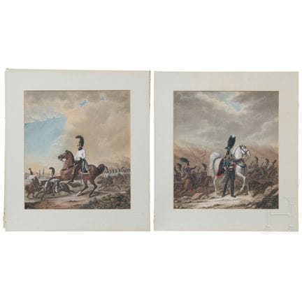 Due disegni raffiguranti la cavalleria prussiana, 