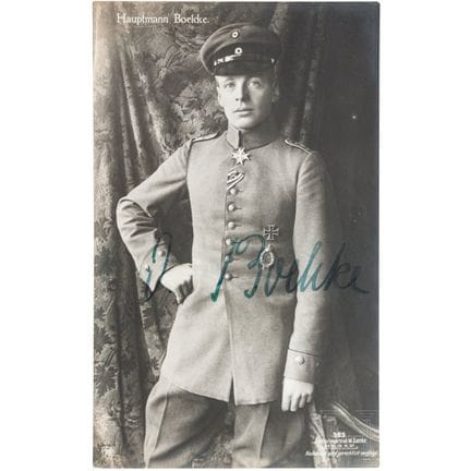 Oswald Boelcke - una cartolina Sanke autografata  