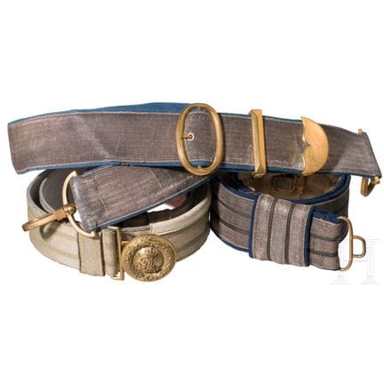 Two parade belts and a bandolier for officers of t
