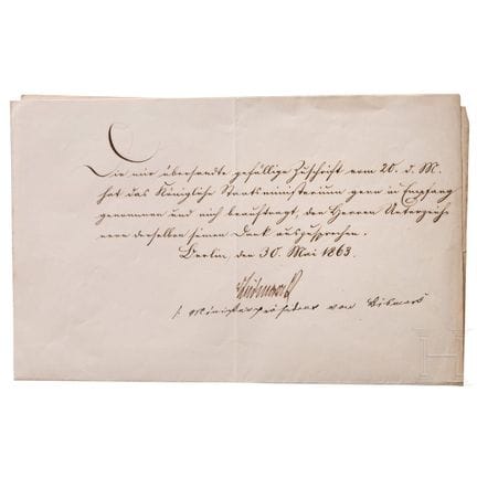 Otto Principe di Bismarck (1815–1898) – una letter