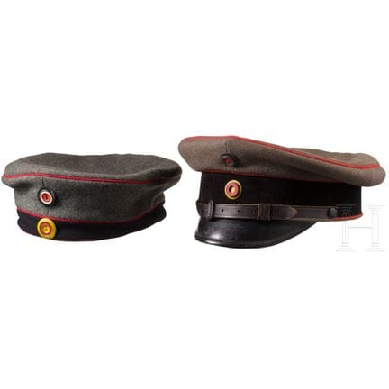 Two field-grey caps from the German Army, dated 19