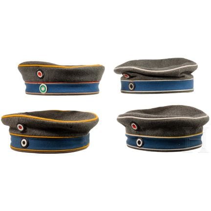 Four field caps for members of the cavalry, from 1