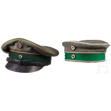 Two field-grey caps for hussars, circa 1914  
Feld