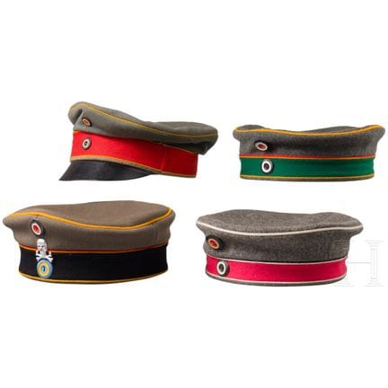 Four field caps for members of the cavalry, from 1
