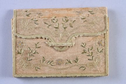 Pochette à soufflets en broderie au lacet, XIXe si