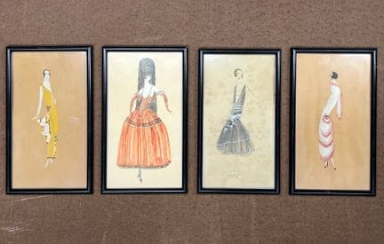 Ensemble de quatre croquis de mode, vers 1920- 192