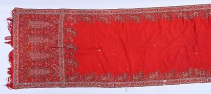 Châle cachemire long, époque Restauration, champ u