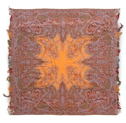 Châle cachemire carré, vers 1850, dense décor végé