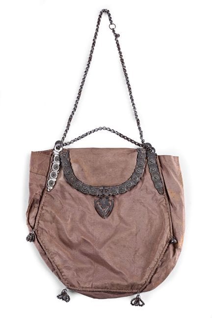 Réticule, époque Empire, taffetas de soie brun, fe