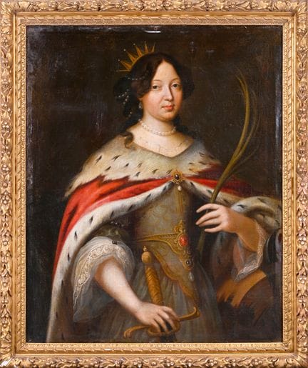 约1700年法国画派 一位女王扮作亚历山大里亚的圣凯瑟琳的肖像（亨丽埃特·凯瑟琳，乔伊厄斯公爵夫人？