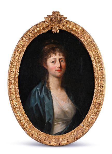 归因于延斯·尤尔（Jens JUEL，1745-1802），丹麦画派。霍尔斯坦的路易丝·奥古斯塔肖像