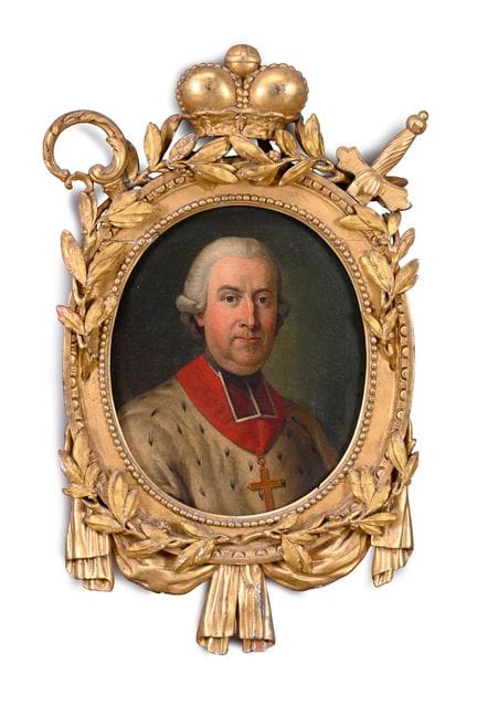 18世纪列日画派 列日主教查尔斯·弗朗索瓦·德·韦尔布鲁克（1719-1784）肖像 椭圆形画布 高