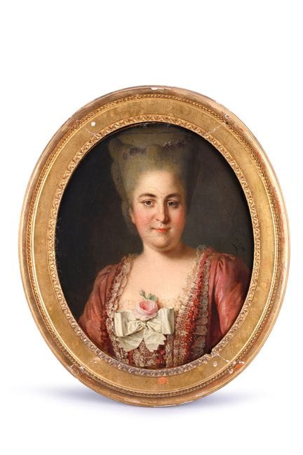 归因于安托万·韦斯蒂耶（Antoine VESTIER，1740-1824）《蓝眼睛女子肖像，胸前插