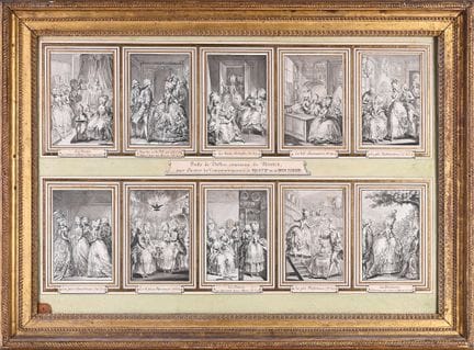 路易·比内（巴黎 1744 – 1800） 一套包含10幅插图的拼贴画，用于为《雷斯蒂夫·德·拉·布