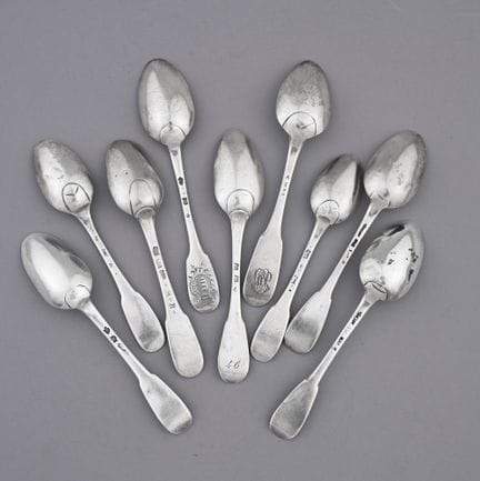 Ensemble de cuillères à café en argent du modèle u