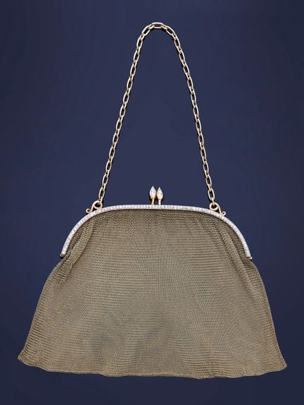 Abendtasche aus 585er Gold, Rahmen und Verschluss 