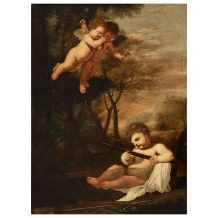 Escuela romana, siglo XVII
DOS PUTTI LLEVAN AL NIÑ