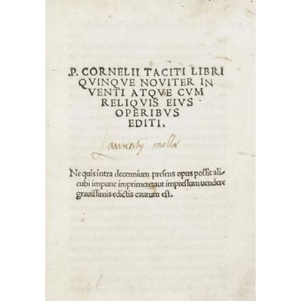 Cornelio Tácito. Cinco libros recientemente descub