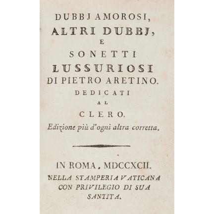 Aretino, Pietro. *Dubbj Amorosi, altri dubbj, e so