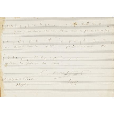 Saint-Saëns, Camille. A beautiful autograph by the