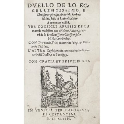 Alciati, Andrea. Duelo. Venecia, Costantini, 1544.