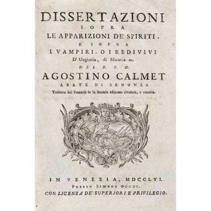 Calmet, Augustin. Dissertations on the Apparitions