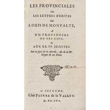 Pascal, Blaise. *Les Provinciales, or Letters Writ