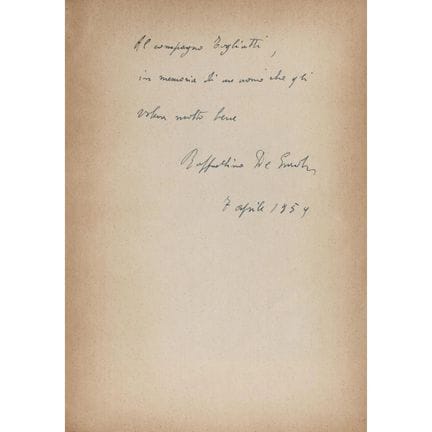 De Grada, Raffaele Jr. A beautiful autographed ded