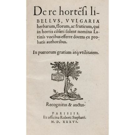 Estienne, Charles. *De re hortensi libellus*. Pari