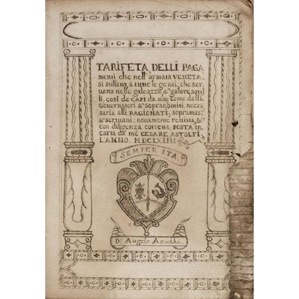 [Venice] Astolfi, Cesare. A List of the Payments M