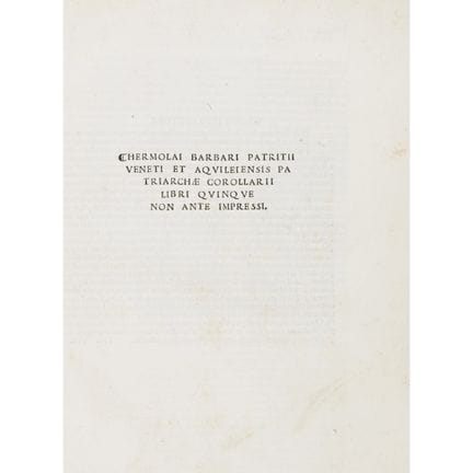 Corollari libri quinque non ante impressi, First E