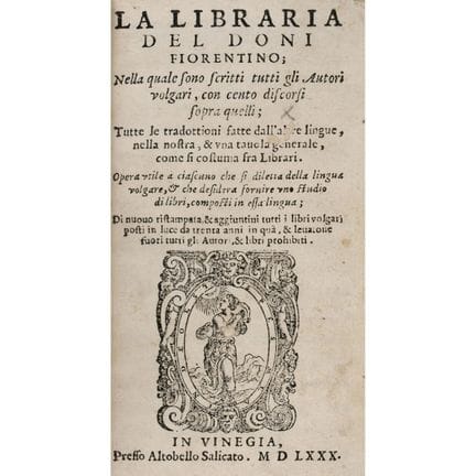 Doni, Anton Francesco. *La Libraria*. Venice, Sali
