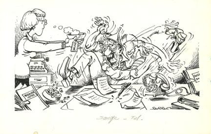 SERRE (1938-1998). 
Salvia y teléfono. 
Dibujo hum