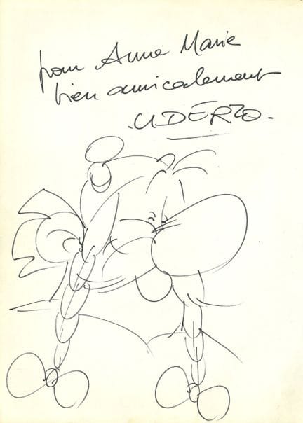 UDERZO (1927-2020). 
Dedicatoria a página completa