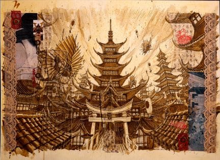 LEDROIT, born in 1969. 
Japanese temple.
Double-pa