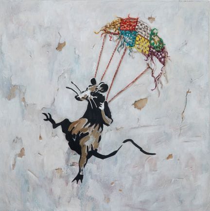 TERÁN（智利，1974年）。

《致敬班克斯》。“致敬天才”系列，2026年。

布面油画。

