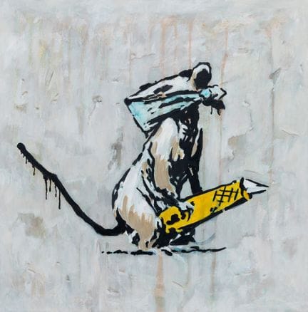 特兰（智利，1974年）。

《致班克西》。“致敬天才”系列，2026年。

布面油画。

画作侧面