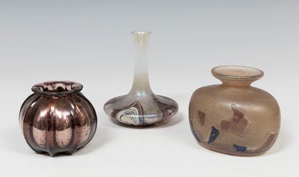 Set of three vases; twentieth century. 

Iridescen