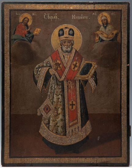 19th century Russian icon.

"Saint Nicholas, the T