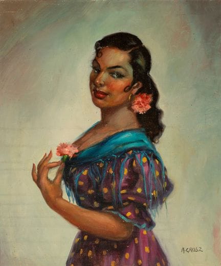 Spanish school of the mid-20th century. 

"Young w