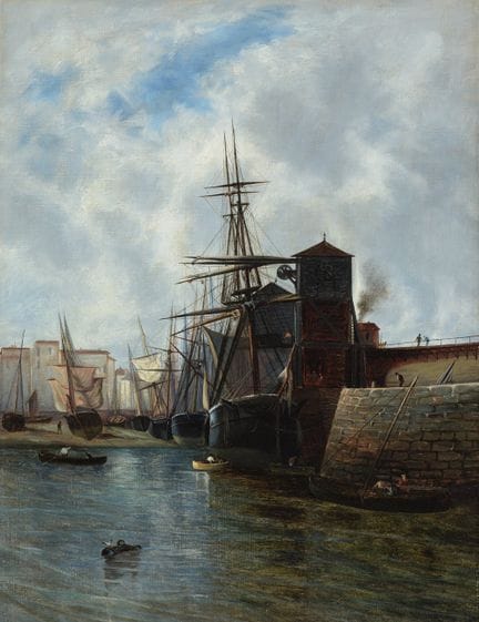 École du XXe siècle.

« Scène portuaire ».

Huile 
