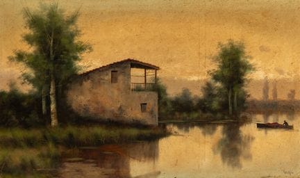 École espagnole du XXe siècle. 

« Paysage au bord