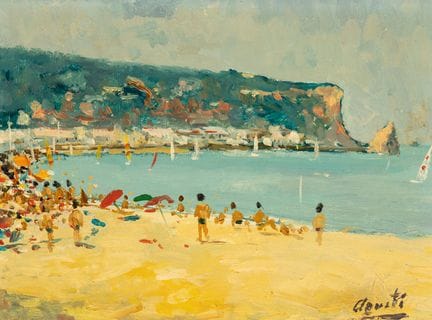 20th-Century Spanish School.

“Beach Day.” 

Oil o