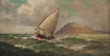 Catalan School, late 19th century. 

"Seascape." 
