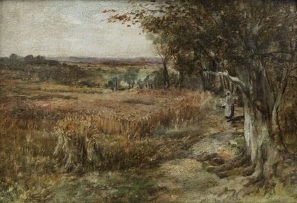 École anglaise, XIXe siècle. 

Paysage rural. 

Hu